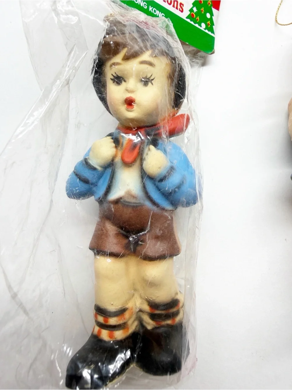 Vintage Ceramic Boy Girl Christmas Ornaments